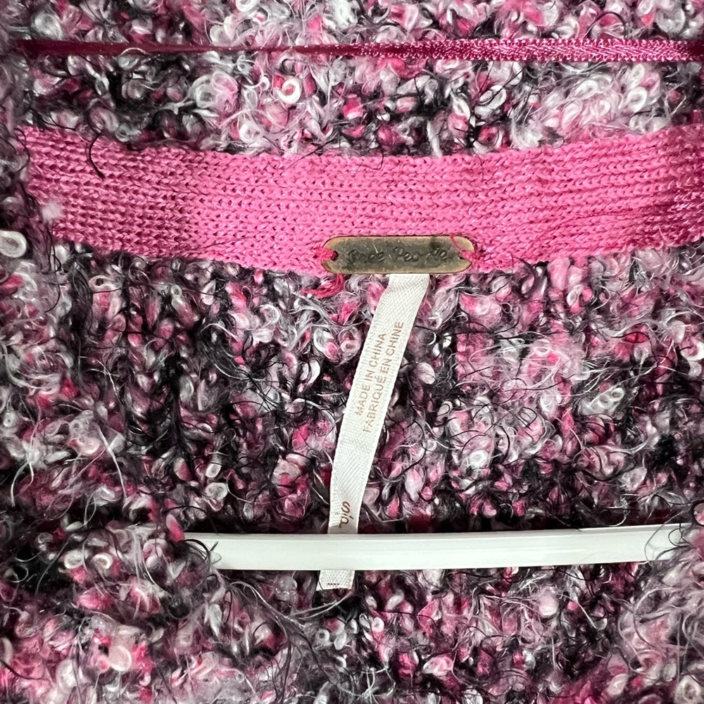 Free People Stellar Sweater, purple pink black, eyelash, warm cozy - Picture 3 of 6